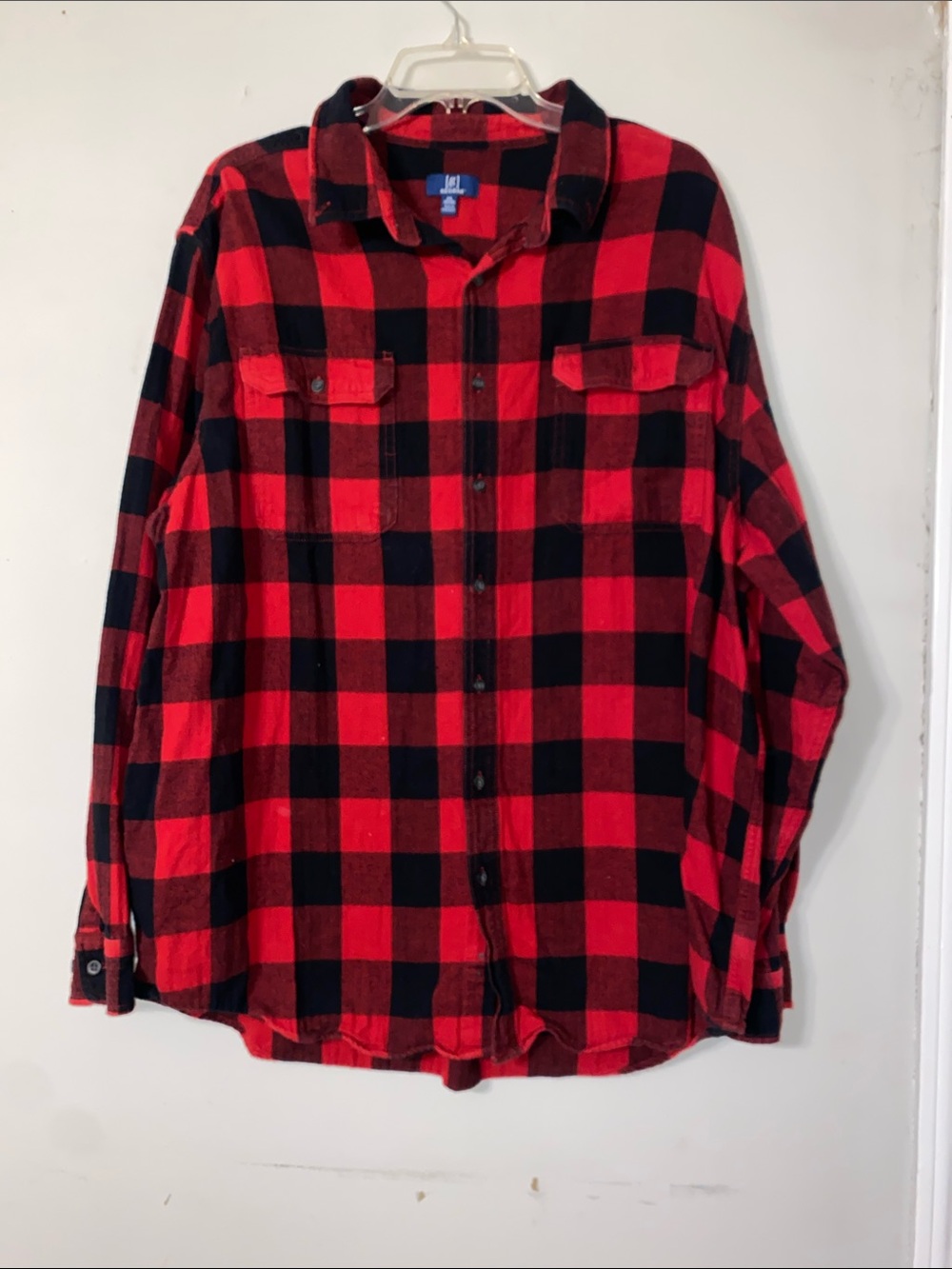 George Red and Black Plaid Button-Down Shirt